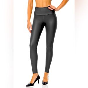 High Waist Leather Leggings 4 Way Stretch Grey | Size M